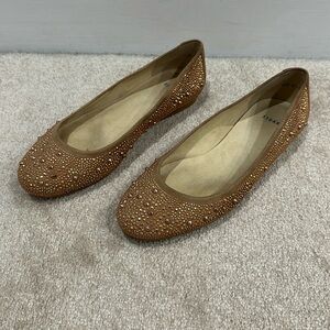 Stuart Weitzman Rose Gold Studded Ballet Flats